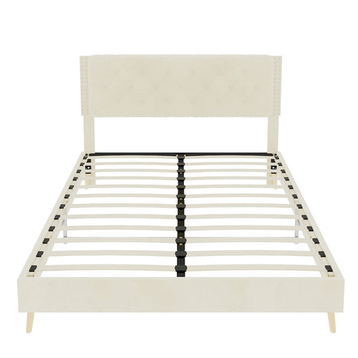 Upholstered Bed With Tufted Headboard Home Essentials