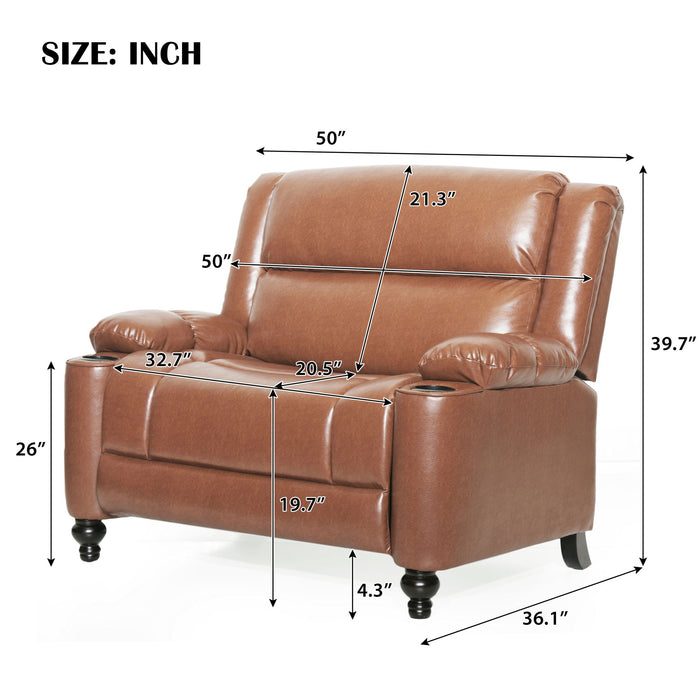 Tufted Design Wide Manual Recliner Chair Noble House