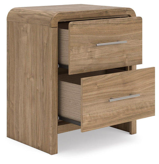 Gramburg - Two Drawer Night Stand - Warm Natural Brown Signature Design by Ashley®