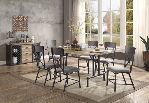 Edina - Dining Table - Oak & Sandy Black ACME