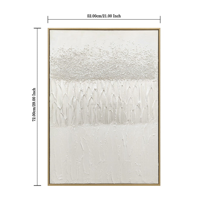 Framed Abstract Wall Art, Thick Textured Canvas Painting With Stone Accents (Set of 2) - Antique White Daily Nest