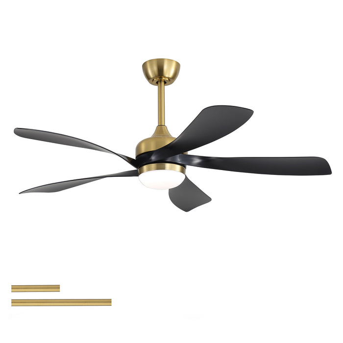 52" Indoor Ceiling Fan With 3 Color Dimmable LED Light Blades, Reversible DC Motor, Remote Control Daily Nest