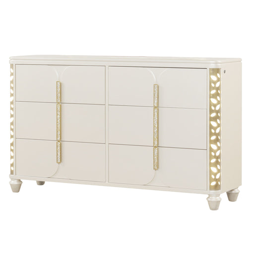 Cinderella - Dresser With LED Accents And 6 Storage Drawers (Mirror Not Included) - Beige Matrix Furniture Group