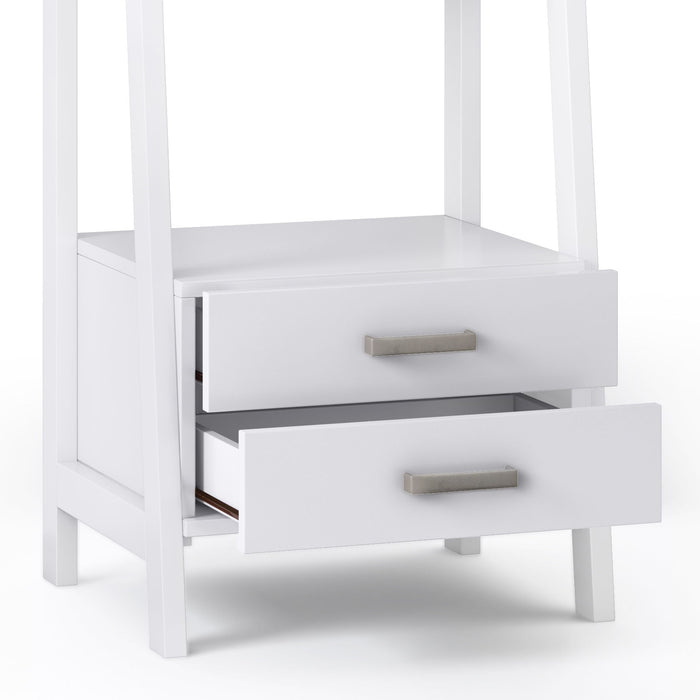 Sawhorse - Ladder Shelf With Storage - White