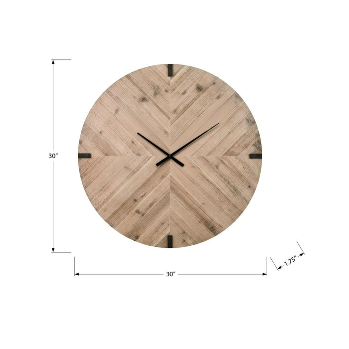 Wall Clock, Round, Large Oversized - Brown 8th Street