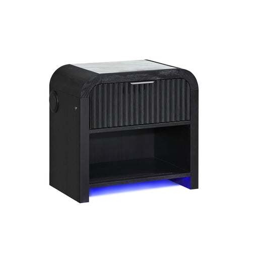 Beverly - Nightstand With Speakers, Rounded Sides - Black White Global Furniture USA