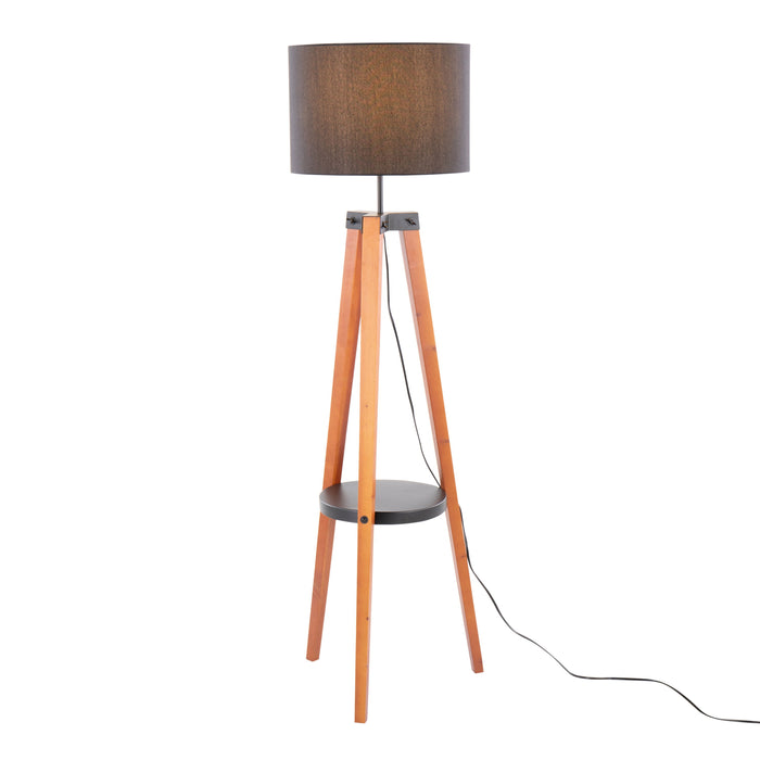 Compass - Mid Century Modern Floor Lamp With Shelf