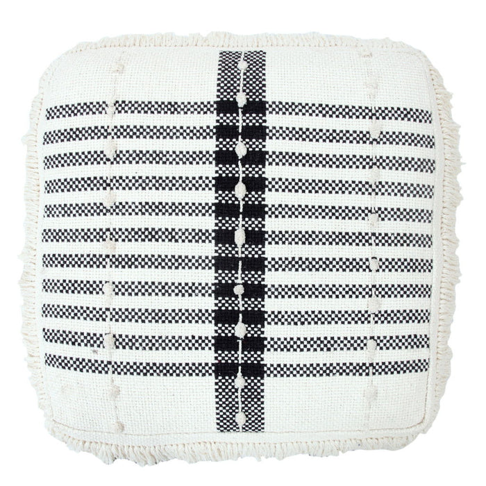 Cotton Ottoman Square - White / Black