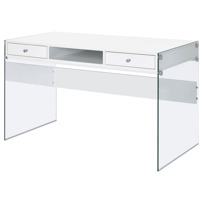 Barretta - 2 Drawer Writing Desk - Gloss White Furniture Max