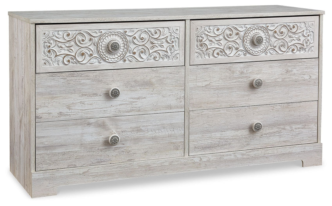 Paxberry - Six Drawer Dresser - Weatherworn - Whitewash Signature Design by Ashley®