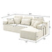 Sectional Sleeper Sofa & Storage Pockets, Modular Couch With Throw Pillows For Living Room Home Essentials