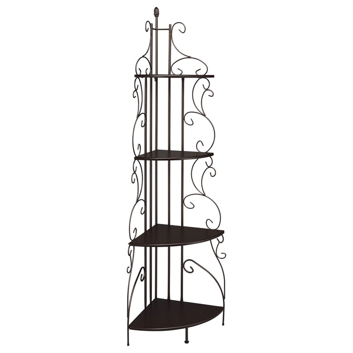 4 Shelf Corner Bookcase - Cappuccino Furniture Max
