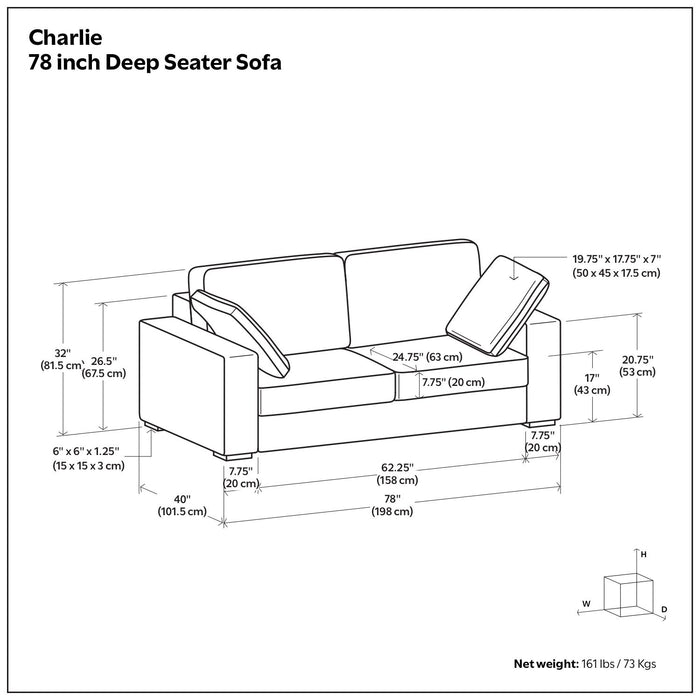 Charlie - Deep Seater Sofa Simpli-Home