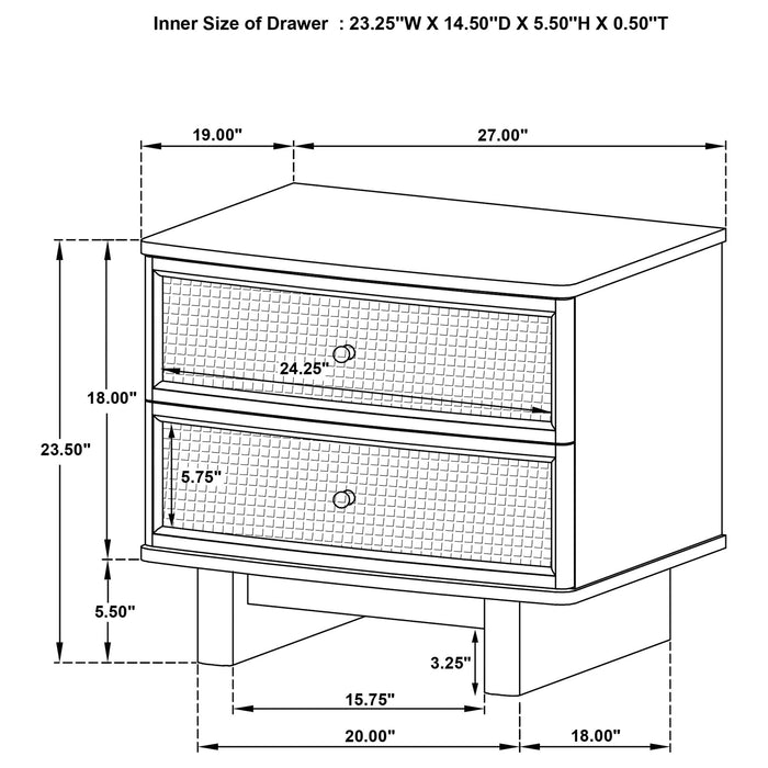 Kimpton - 2 Drawer Nightstand With USB Charging Ports - Beige Furniture Max