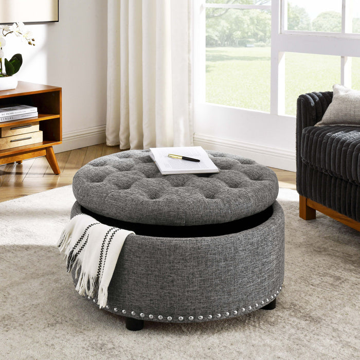 Tufted Storage Ottoman With Upholstery Home Essentials
