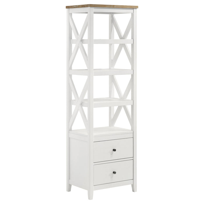 Delaney - 4 Shelf Bookcase With Top Storage Tower - White Furniture Max