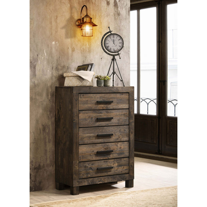 Bren - 5 Drawer Chest With Handles And Block Legs - Rustic Furniture Max
