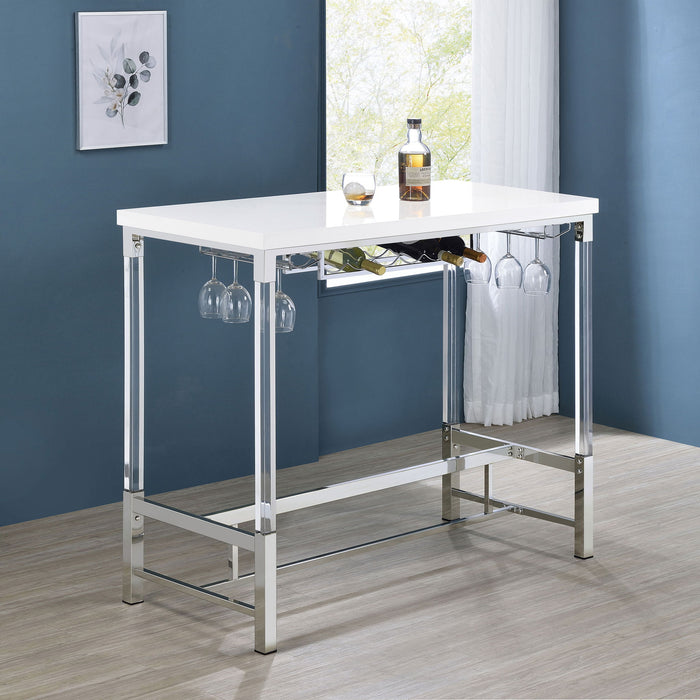 Tonneson - Bar Table With Trestle Base And Wine Storage - White Furniture Max