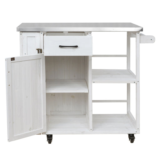 Outdoor Kitchen Island Prep Station With Lockable Wheels, Ample Storage, Towel & Spice Racks Hearth and Haven