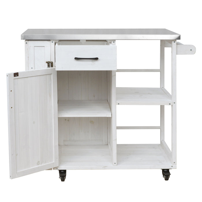 Outdoor Kitchen Island Prep Station With Lockable Wheels, Ample Storage, Towel & Spice Racks Hearth and Haven