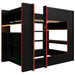 Full Size Gaming Bunk Bed With Desk, Storage Shelves, LED And Charging Station - Black Hearth and Haven