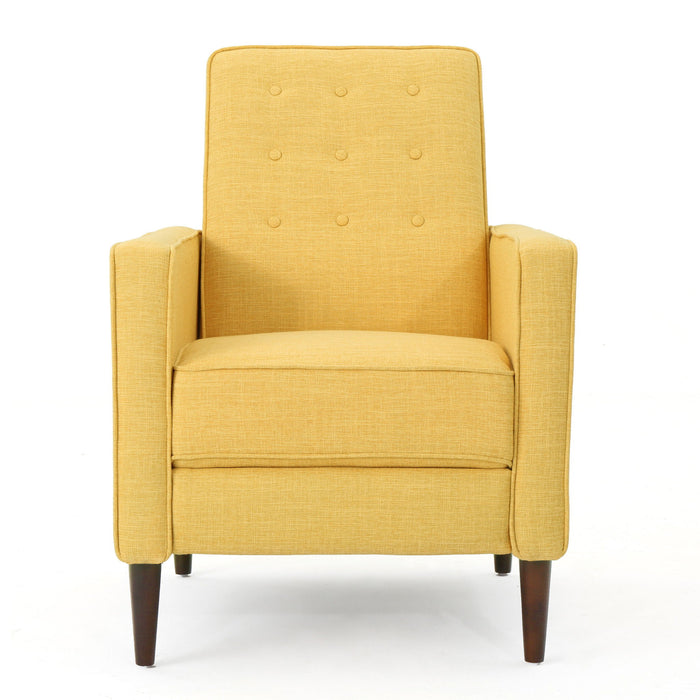 Mid - Century Modern Recliner With Button Tufted Waffle Stitch - Yellow
