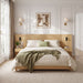 Platform Bed Frame With Built In Nightstands & Reading Lights Noble House