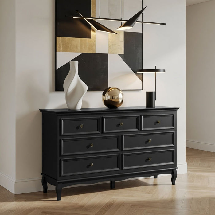 7 Drawer Dresser, Storage Chest - Black Home Essentials