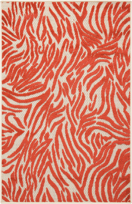 3' X 4' Abstract Indoor / Outdoor Area Rug - Red / Ivory