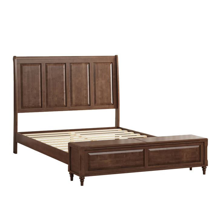 Sleigh Bed Frame With Tall Headboard And Storage Bench Home Essentials