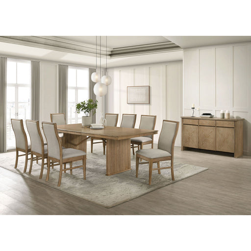10 Piece Extension Dining Set With Upholstered Chairs And Matching Sideboard - Light Brown Furniture Max