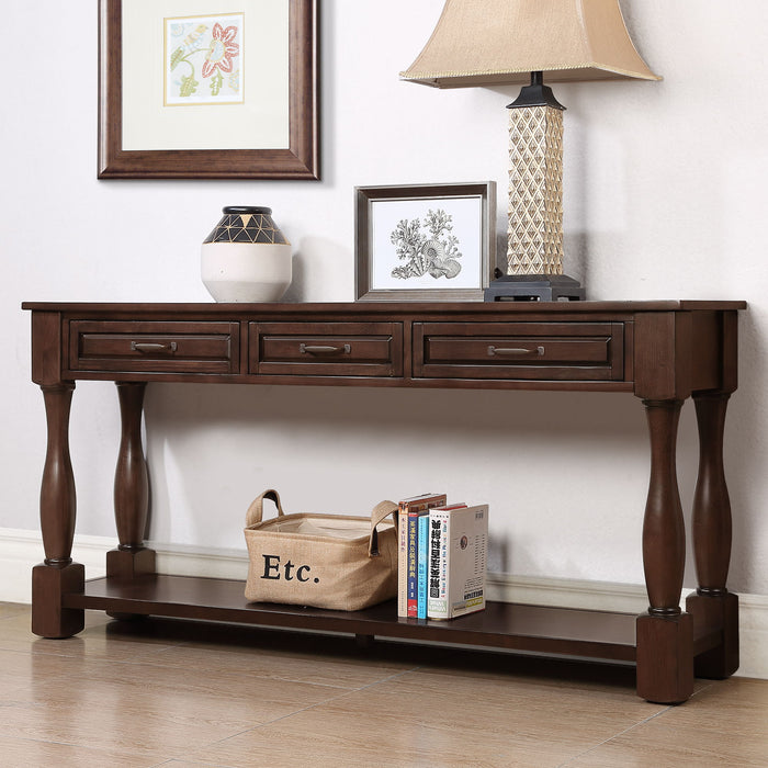Console Table With 3 Drawers And 1 Bottom Shelf For Entryway - Espresso Home Essentials