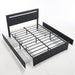 Upholstered Bed Frame With LED Lights, 4 Storage Drawers, Charging Station Home Essentials