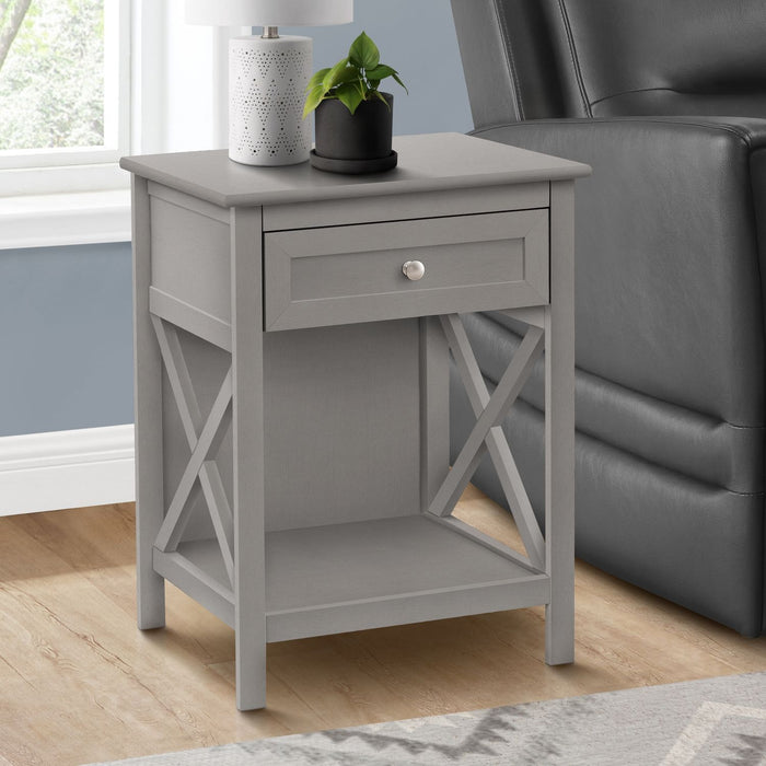 Accent End Table, 2 Tier, Storage Drawer, Transitional Style 8th Street