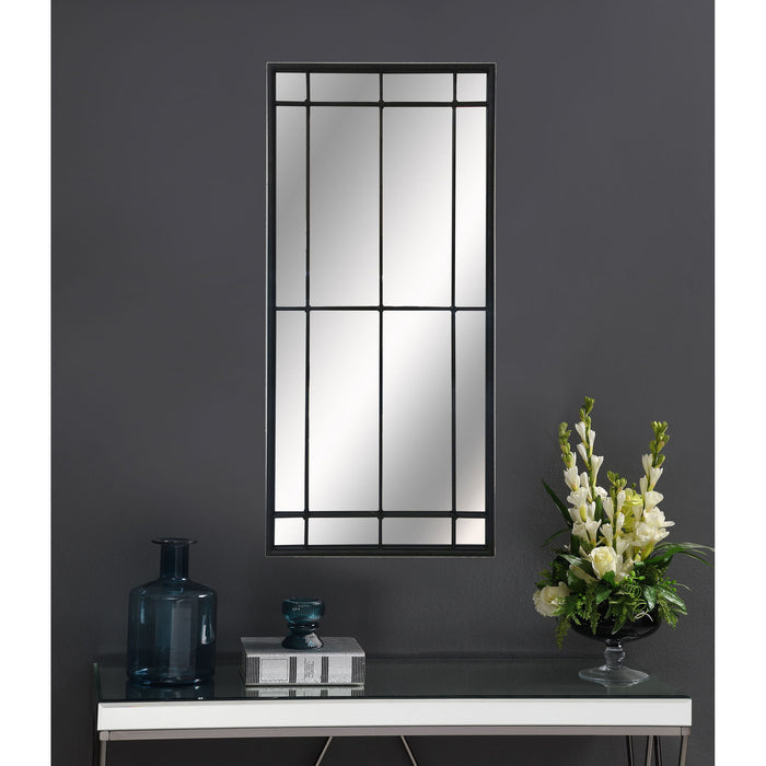 Harvik - Window Pane Wall Mirror With Linear Trim - Black Furniture Max
