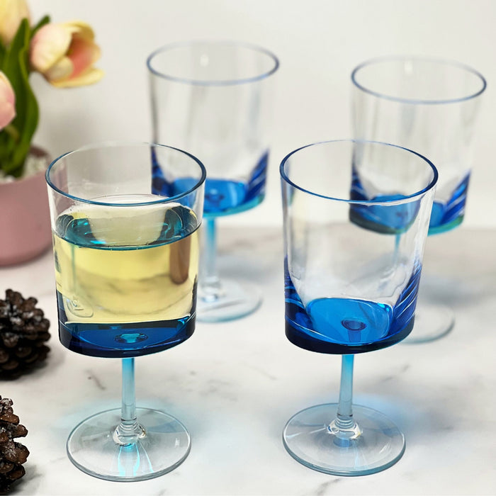 Leadingware Oval Halo Plastic Wine Glasses (Set of 4)