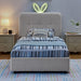 Upholstered Bed With Oversized Rabbit Ear Headboard, LED Lights & 4 Storage Drawers Home Essentials