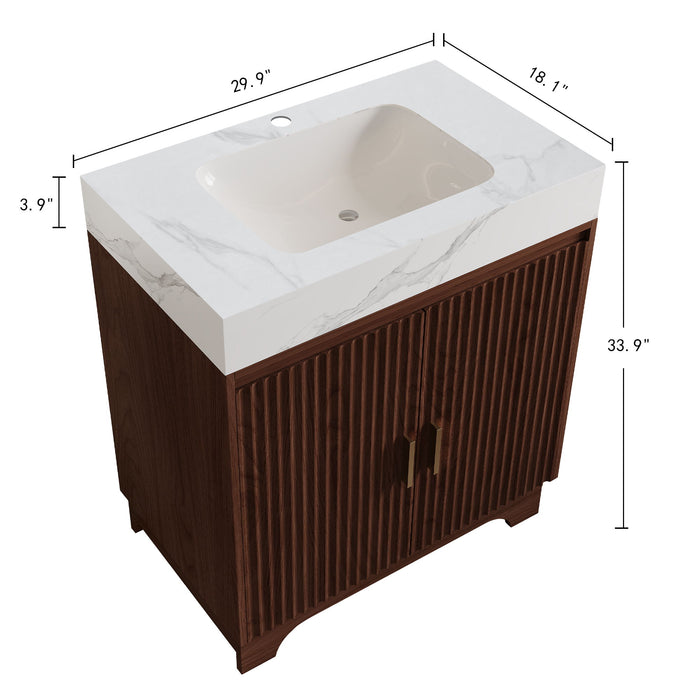 Freestanding Bathroom Vanity With Sink - Walnut / White Home Essentials