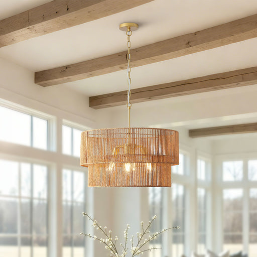 Chandelier, 2 Tier Boho Wabi Sabi Pendant Light, Hanging Ceiling Lamp - Gold Daily Nest