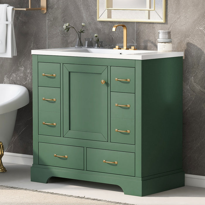 Modern Bathroom Vanity With Sink, 6 Drawers, Adjustable Shelf Hearth and Haven
