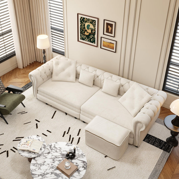 3 In 1 Convertible Sleeper Sofa Bed With Movable Ottoman Home Essentials