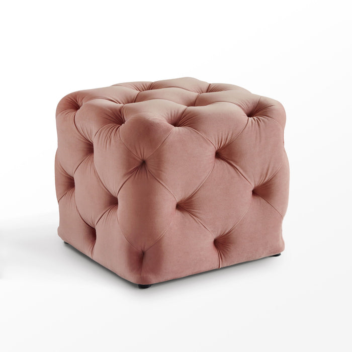 Velvet Cube Ottoman - Blush