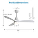 52" Blade Ceiling Fan With Remote Controlled LED Light And Quiet DC Motor - White Daily Nest