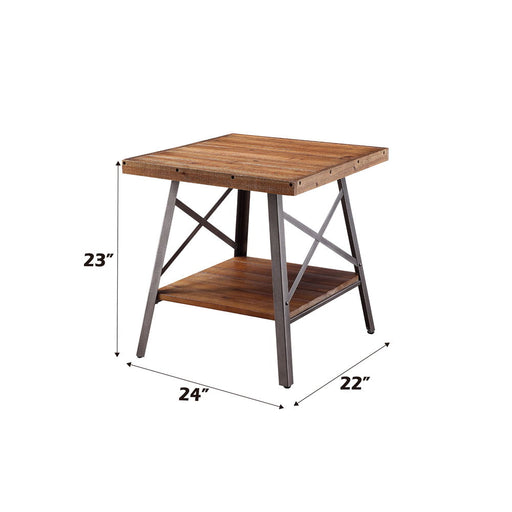 Ikram - End Table (Set of 2) - Weathered Oak & Sandy Black ACME