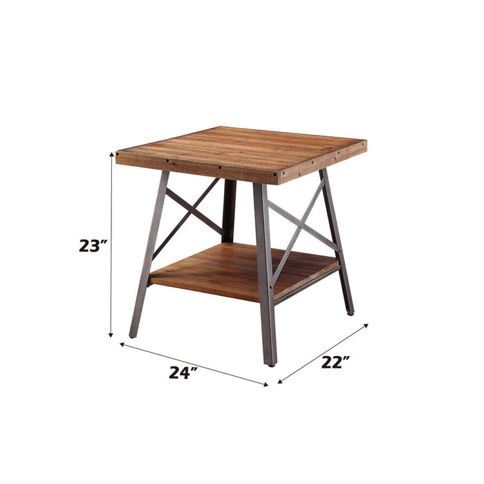 Ikram - End Table (Set of 2) - Weathered Oak & Sandy Black ACME