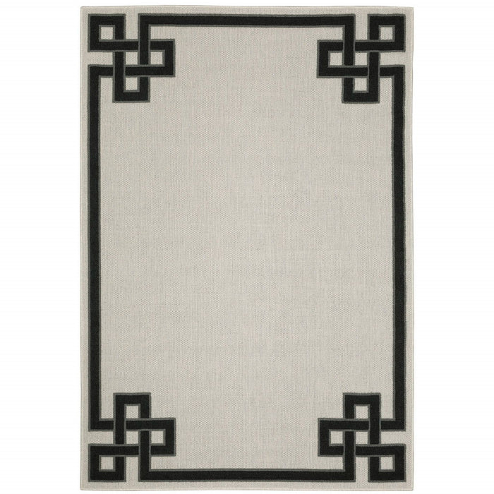 2' X 4' Stain Resistant Indoor / Outdoor Area Rug - Beige / Black