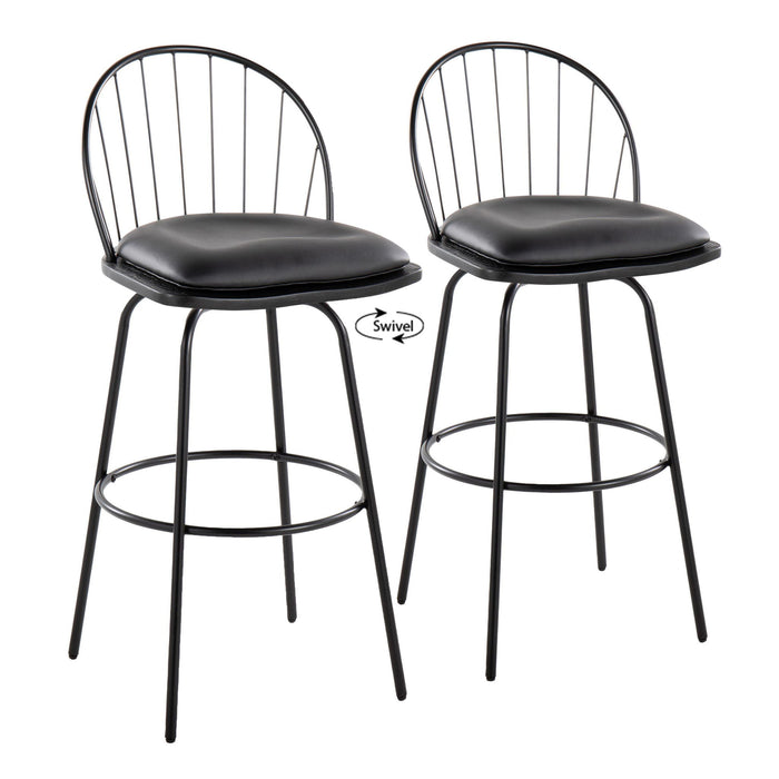 Riley - Claire Farmhouse Fixed Height Barstool With Swivel With Round Footrest (Set of 2) Lumi Source