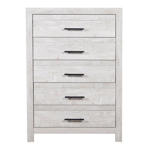 Modern Style 5 Drawer Chest In Natural Rustic Wood With Clean Lines And Spacious Storage Matrix Furniture Group
