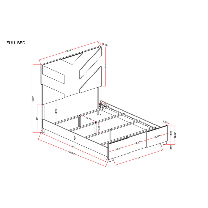 Prime - 5 Piece Bedroom Set With LED Headboard Global Furniture USA