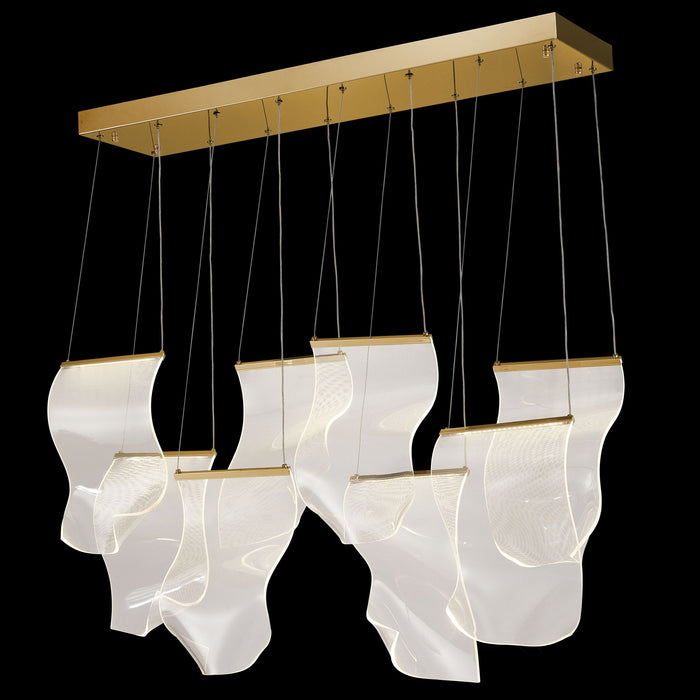 Michael Amini Lighting - Sheer Waves 8-Light Modern LED Chandelier - Gold / White Michael Amini